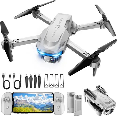 Vista 8 de Drone con cámara 1080P - Drone plegable RC Quadcopter FPV con control Negro