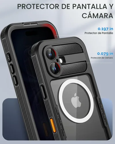 Vista 7 de Lanhiem - Funda magnética para iPhone 16, impermeable, antiespía negro Anti-Spy Negro