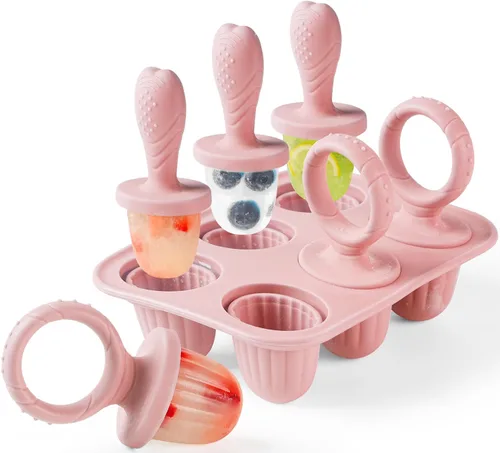 Vista 10 de Moldes de silicona para paletas de bebé, mini moldes para niños Beige y Rosa