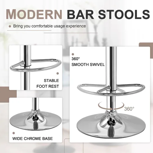 Vista 8 de VECELO Juego de 2 taburetes de bar ajustables, taburetes de altura de barra para encimera de cocina