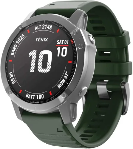 Vista 3 de ANCOOL Compatible con banda Fenix 6X/7X de 26mm Quickfit, correa de silicona suave de repuesto para relojes inteligentes Fenix 5X/Fenix 8 de Verde