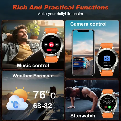 Vista 5 de Reloj inteligente para hombres con GPS Fitness: 1.43 "AMOLED Militar Hacer respuesta llamada Correr Relojes digitales para hombre Impermeable