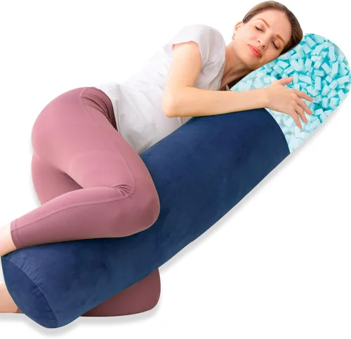 Vista 11 de 1 MIDDLE ONE Almohada corporal redonda de espuma viscoelástica para adultos, almohada firme y larga para cama, almohada cilíndrica con funda