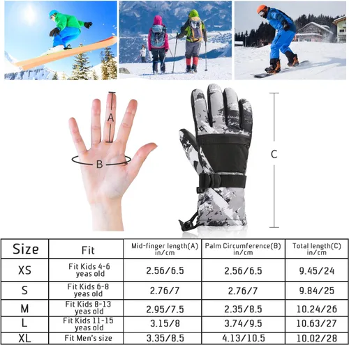 Vista 7 de BOSONER Guantes de esquí y snowboard, guantes cálidos impermeables de invierno, guantes de nieve para clima frío para hombres, mujeres, niños