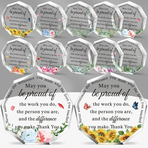 Vista 8 de Geelin 12 piezas de regalo de agradecimiento para profesores, agradecimiento por el texto en inglés "Thank You May You Be Proud Coworker Employeee
