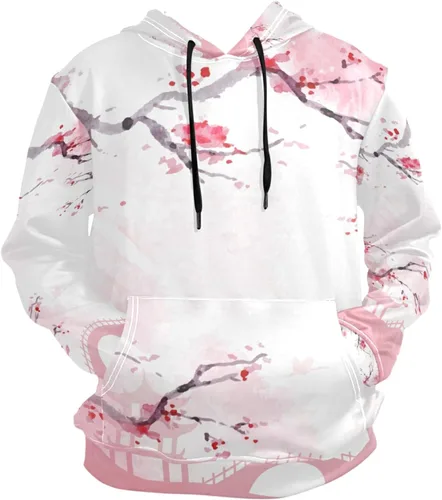 Vista 5 de Nander Sudaderas con capucha con capucha de cerezo japonés unisex para hombre