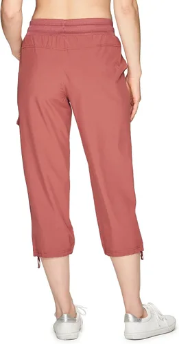 Vista 3 de RBX - Pantalón capri deportivo con cordónligero con bolsillos y estilo cargo para mujer