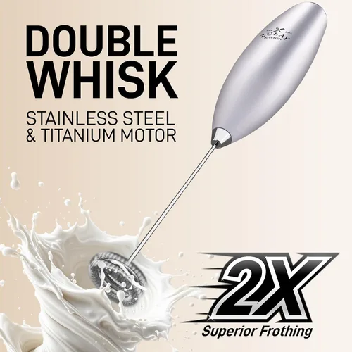 Vista 573 de Zulay Milk Boss Espumador de leche potente manual, hace espuma para latte, batidor para mezclar bebidas, café, miniespumador para capuchino, frappé