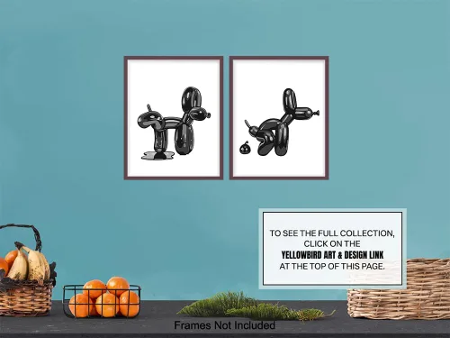 Vista 7 de Decoración Estética de Baño - Juego de Decoración de Medio Baño de Perro Globo - Lindos Juegos de Baño para Niños - Impresión de Baño Negro Y2K