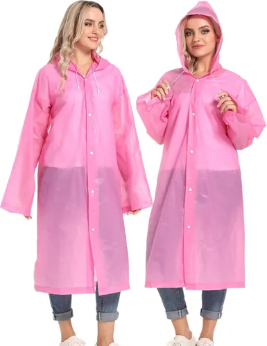 Vista 68 de 2 abrigos de lluvia de Borogo para adultos, chaquetas de lluvia reutilizables para hombres y mujeres