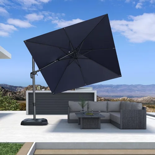 Vista 107 de PURPLE LEAF Sombrilla de patio de 8 pies para exteriores, sombrilla voladiza cuadrada de aluminio con rotación de 360 grados para jardín, terraza
