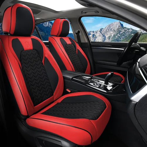 Vista 17 de Coverado Fundas de asiento delantero, paquete de 2 fundas de asiento impermeables para automóviles, cojines de asiento de cuero de lujo, protectores
