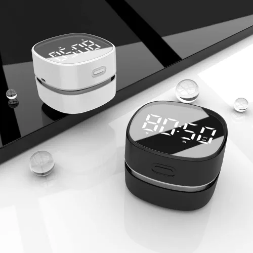 Vista 5 de ODISTAR Aspiradora de mostrador, mini barredora de polvo de mesa con temporizador digital, resistencia de hasta 400 minutos, rotación de 360º