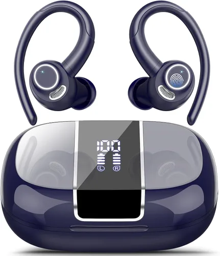 Vista 7 de Auriculares inalámbricos Bluetooth 5.3 deportivos, auriculares 48H con micrófono ENC, auriculares estéreo Bluetooth de graves profundos con ganchos