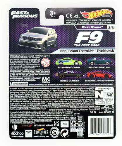 Vista 2 de DieCast Hotwheels Grand Cherokee Trackhawk - 2021 Fast & Furious Fast Stars 3/5 [Gris] Escala 1:64 Premium