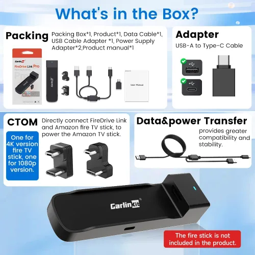 Vista 9 de Carlinkit FireDrive Link Pro - Transmite Fire TV Stick en tu automóvil a través de la conversión de CarPlay con cable, perfecto para viajes largos