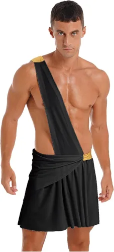 Vista 3 de Agoky Faldas con volantes para hombre, sexy, para fiesta temática de Roma antigua, juego de rol, disfraz de Halloween, carnaval