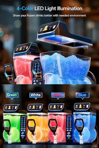 Vista 2 de MÁQUINA DE GRANIZADAS Grado Comercial – 50 L, Elaborador de Bebidas Congeladas, +84 Porciones, Congelación Rápida de 30 Minutos, Tapa con Luz LED