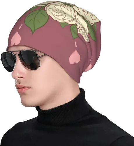 Vista 4 de White Rose of Love Warm and Breathable Men's and Women's Universal Versatile Brimless Hat, for Daily Home and Outdoor Activities Clothing Accessories