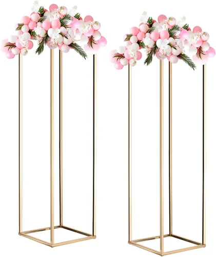 Vista 8 de MECCANIXITY Columna de jarrón de flores de boda, soporte de metal para flores de 15.7 pulgadas de alto, para decoración de bodas, fiestas, cenas