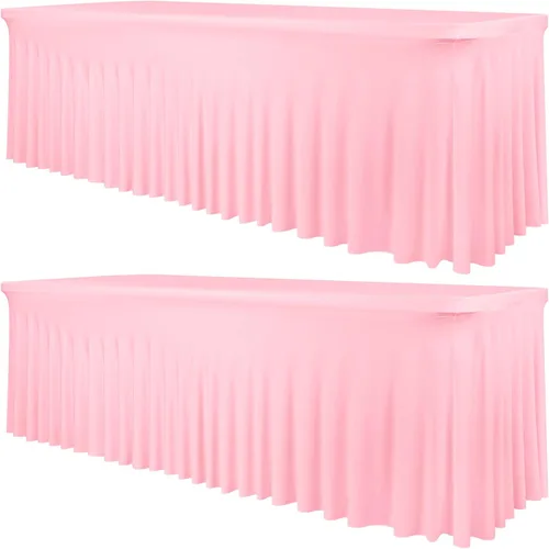 Vista 37 de fani Paquete de 2 faldas de mesa elásticas negras para mesa rectangular de 6 pies, manteles elásticos de elastano lavables con falda, mantel