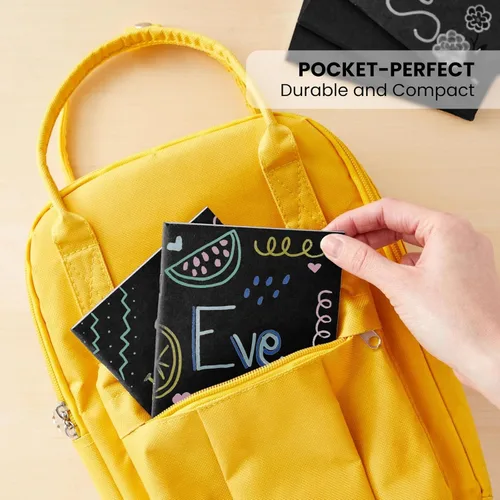 Vista 4 de Cuadernos pequeños a rayas a granel, cubierta de papel kraft negro, paquete de 48 mini diarios de composición de 4.25 x 5.5 pulgadas para niños