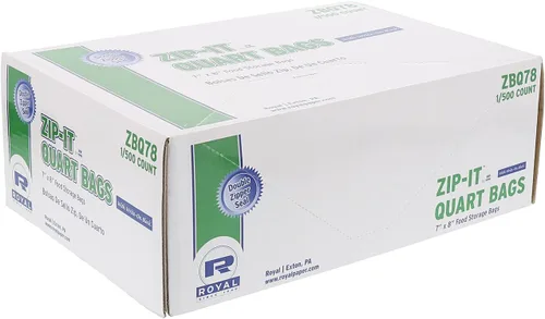 Vista 6 de Royal Bolsas de cuarto de galón con cremallera doble, 7 x 8 pulgadas, paquete de 500