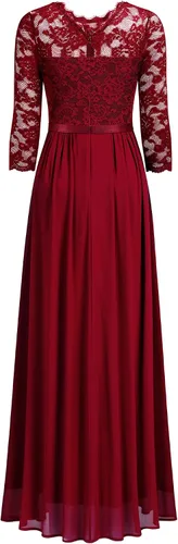 Vista 7 de Miusol Vestido largo formal de dama de honor con encaje floral y manga 34 para mujer