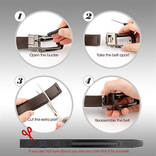 Vista 5 de Cinturón de cuero genuino cómodo para hombre con hebilla de un clic, apto para 27-46