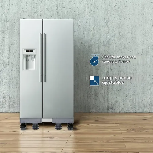 Vista 6 de Base móvil mejorada para refrigerador con 8 ruedas con bloqueo y 4 pies resistentes 27.5"-35.4" Carrito ajustable para muebles para lavadora Negro