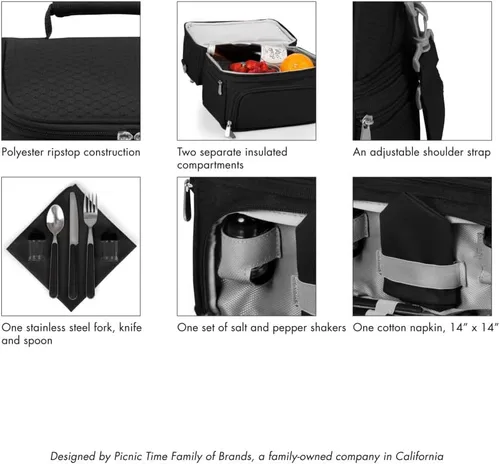 Vista 8 de PICNIC TIME NCAA Nebraska Cornhuskers Pranzo - Lonchera aislada con juego de pícnic, bolsa enfriadora para el almuerzo