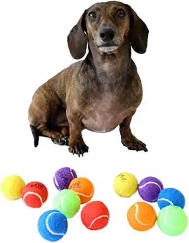 Vista 3 de Midlee Mini pelotas de tenis para perros de 1.5 pulgadas con chirriador, juego de 12 colores sólidos