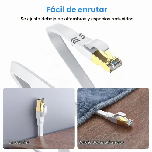 Vista 5 de Cable Ethernet Cat 8 de 3 pies, cable de red LAN de alta velocidad para exteriores e interiores, cable de conexión SFTP chapado en oro RJ45 de 40
