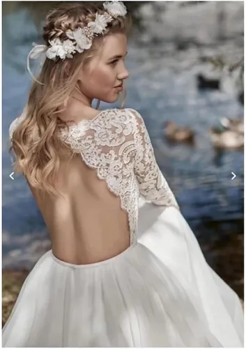 Vista 2 de Sweetheart Strapless Mermaid Lace Wedding Dresses for Bride Beading Satin Bridal Gowns