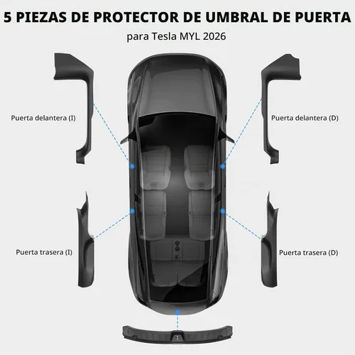 Vista 2 de 5PCS Door Sill Protector for Tesla Model YL Door Entry Guard (Black)