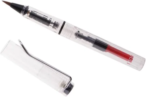 Vista 5 de Pluma de pincel de tinta fuente recargable para artista chino japonés Sumi caligrafía pintura dibujo escritura firma - transparente