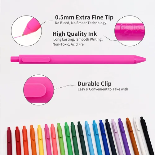 Vista 5 de Bolígrafos de gel retráctiles, 20 colores surtidos