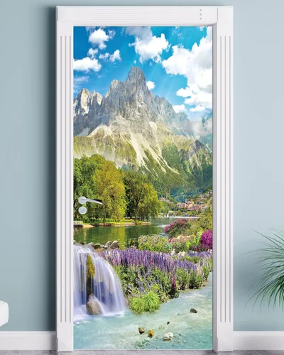 Vista 16 de FLFK Papel tapiz autoadhesivo extraíble para puerta de mar, 30.3 pulgadas de ancho x 78.7 pulgadas de largo, dividido en dos piezas