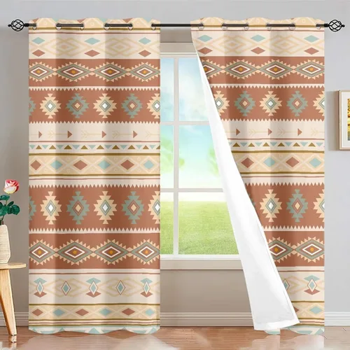 Vista 58 de Dreaweet African Tribal Blackout Curtains 63 Inch Long 2 Panels Set Bohemian Ethnic Geometric Grommet Top Thermal Insulated Curtains for Living Room