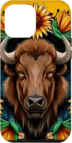 Vista 25 de American Bison with Sunflower Wreath Kansas State Tattoo Art Case for iPhone XR