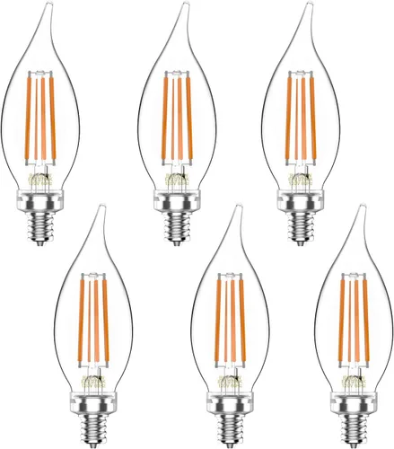 Vista 10 de helloify Bombilla LED Edison B11 regulable vintage, equivalente a 60 W, alto brillo, luz blanca cálida de 2500 K, vidrio ámbar, estilo Ámbar-2500k