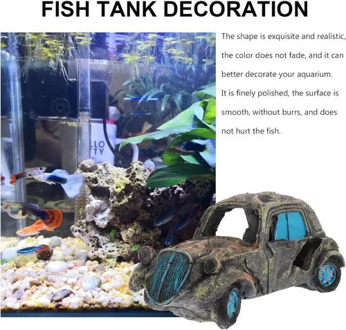 Vista 3 de Mipcase Paisajismo Escondite Acuario Paisaje Tanque Peces Camarones Decoración Ornamento Gris Cabaña Cuevas Decoración Escondite Adornos Automóvil