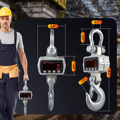 Vista 12 de CGOLDENWALL Báscula de grúa digital de 11000 libras, báscula colgante industrial, báscula de elevación de mano, conmutable, 11,023.1 lbs, báscula