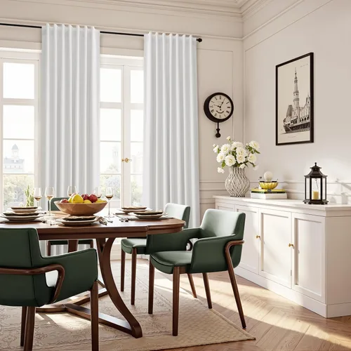 Vista 134 de Guken Cortinas opacas de lino, 2 paneles rústicos, elegantes, 100% opacas, con aislamiento térmico, banda de ganchos y trabilla trasera, 52 x 84