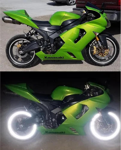 Vista 4 de customTAYLOR33: cinta reflectora de alta intensidad de seguridad para llantas, blanca/plateada/cromada (debe seleccionar el tamaño de llanta)