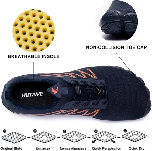 Vista 3 de HIITAVE - Zapatos acuáticos y con sensación de pies descalzos para hombre, calcetines acuáticos de secado rápido para deportes al aire libre