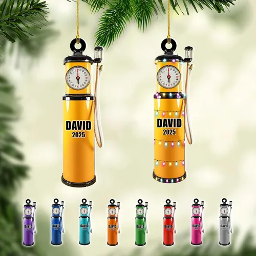 Vista 21 de Adorno de Navidad personalizado con bomba de gas, decoración retro personalizada para árbol de vacaciones, recuerdo único para trabajadores