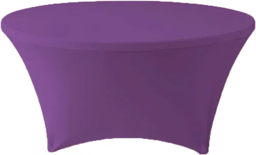 Vista 11 de Mantel redondo de elastano ajustable de 5 pies y 60 pulgadas, color burdeos, para decoración de fiestas de boda