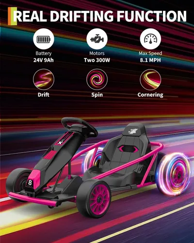 Vista 12 de Go Kart alimentado por batería de 24 V para niños de 8 a 15 años Azul