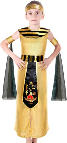 Vista 2 de Bencailor Disfraz egipcio de Halloween para niña, disfraz de princesa del antiguo Egipto para niña